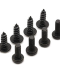 Mazda License Plate Screws Stainless Steel With Black Oxide Finish Pack Of 8 displayed in various angles on white background.