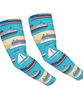 Cooling Arm Sleeves For Men And Women Breathable Ice Silk Fabric With Thumb Hole Non Slip Grip Boat Cruise Design