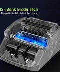 Mixed Denomination Money Counter With Bank Grade CIS UV MG IR Counterfeit Detector close-up view