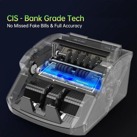 Mixed Denomination Money Counter With Bank Grade CIS UV MG IR Counterfeit Detector close-up view