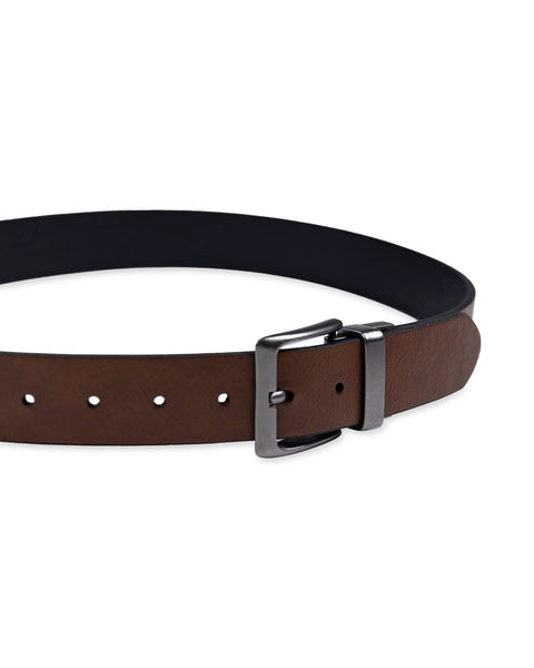 Men's Reversible Casual Belt Two Looks In One Buckle Switches From Brown To Black X Large Durable Leather Strap