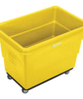 Beefy 8 Bushel Plastic Bulk Box Cart With Steel Chassis Base 800 Lb Capacity Non Marring 3 Inch Casters Yellow Heavy Duty