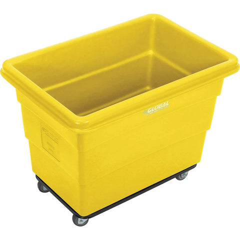 Beefy 8 Bushel Plastic Bulk Box Cart With Steel Chassis Base 800 Lb Capacity Non Marring 3 Inch Casters Yellow Heavy Duty