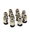 Male Straight Pneumatic Push-In Connector For 4mm PTFE Bowden Tubing, M10 Thread, Stainless Steel Quick-Fit For E3D V6 Bowden Extruder, 3D Printer, Pack Of 10, shown arranged