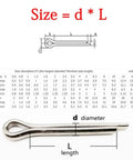 Heavy Duty Cotter Pin Assortment Kit 260 390 520 Pcs Stainless Steel 304 Split Pins In M1.5 M2.5 M3.2 M4 Sizes diagram