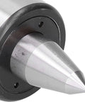 Close-up of 0.01mm Precision Live Center for Wood Lathe Tooling with 40Cr Steel Core and 60 Degree Tip, pro grade balance.