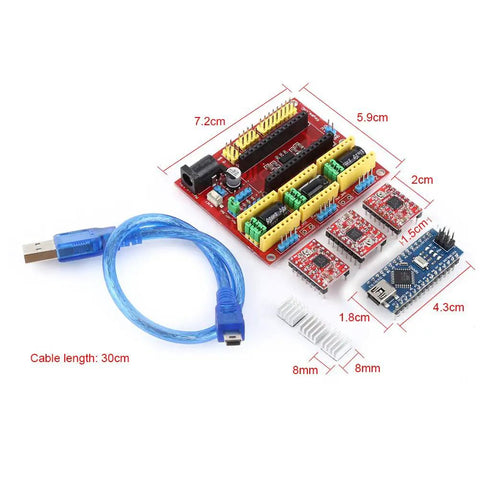 CNC Engraving Controller Board Kit With Nano 3.0 And A4988 Driver For DIY 3D Printer Engraving Expansion V4 Board With GRBL Ready 3 Axis Motor Drive