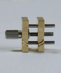 Side view of Pro Grade Extensible Brass Watch Movement Holder with adjustable clamps for precise repair and assembly.