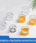 Must Have Five Pack Emergency Stop Button Protective Covers for 22mm Mushroom Head Switches Yellow on white surface