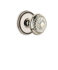 Soleil Rosette Passage Door Set With Windsor Knob In Polished Nickel 2.375 Inch, ornate design, solid forged brass construction
