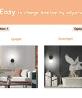 Black And Gold Globe Wall Sconce Mid Century Modern One Light Fixture shown in living room and bathroom settings.