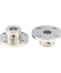 Two metal pieces from 4 Piece 8mm Rigid Flange Shaft Coupling Kit With Set Screws And Included Wrench For Precise Motor Guide Shaft Connections