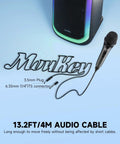 Wired Handheld Cardioid Vocal Microphone for Singing and Live Performances with 13 ft cable and XLR connection shown near speaker.