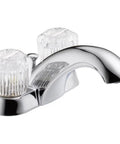Classic Two Handle Centerset Bathroom Faucet Chrome Finish With Solid Brass Construction And Water Efficient Design 3 7 16 Inch Spout