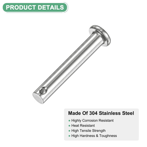 10 Pack Single Hole Clevis Pins M6 X 40mm 304 Stainless Steel Flat Head For Mechanical Linkage Fixed Parts Ship Rigging Reusable Durable