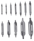KALLORY 12-piece high-speed steel center drill bit set with 60° chamfering for metal and wood drilling