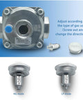 NG LPG convertible gas regulator with dual adapters for natural gas and LPG, featuring modes for easy conversion.