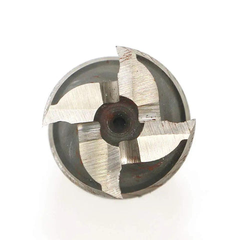 Top view of One Inch Cutting Diameter Four Flute CNC End Mill Cutter For Wood Aluminum Steel Titanium Foam Plastic With Three Quarter Inch Shank