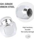 Close-up of high-grade carbon steel lug nut, part of Wheel Studs And Lug Nuts Set M12x1.25 For Subaru Outback Legacy Forester 2 Sets Must Have Gear OEM Compatible Lug Bolts Durable Alloy Build Easy Install Essential Car Accessories Replaces 28365FE001 28365FE000
