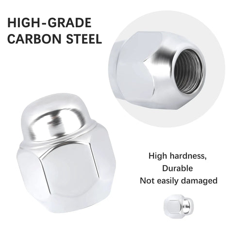 Close-up of high-grade carbon steel lug nut, part of Wheel Studs And Lug Nuts Set M12x1.25 For Subaru Outback Legacy Forester 2 Sets Must Have Gear OEM Compatible Lug Bolts Durable Alloy Build Easy Install Essential Car Accessories Replaces 28365FE001 28365FE000