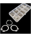 Retaining Rings Set 1/2 5/10 50 100 Pieces Assortment Kit 6 to 200 Millimeters 304 Stainless Steel External C Type Circlip in box