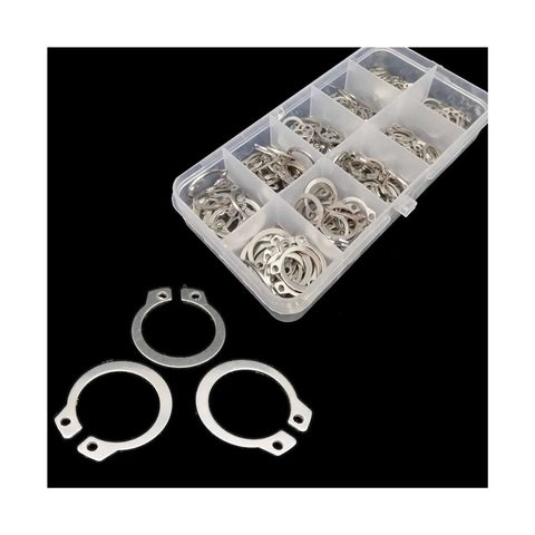 Retaining Rings Set 1/2 5/10 50 100 Pieces Assortment Kit 6 to 200 Millimeters 304 Stainless Steel External C Type Circlip in box