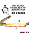 2 Inch By 1 Foot Flat Hook Beefy Replacement Ends 2 Pack For Heavy Duty 2 Inch Ratchet Straps Up To 10000 Lbs For Flatbed Trucks And Trailers Black And Yellow Polyester Webbing, 12-inch WSTDA DOT approved end