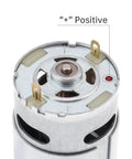 Close-up of a Two Pack 24V DC Motors, 25,000 RPM High Speed Drive Motors showing positive terminal, replacement electric car motor.