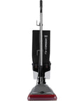 Heavy Duty Upright Commercial Vacuum Cleaner Boasts Beast Mode Suction For Busy Retail Shops And Office Buildings view from front with brush and bag