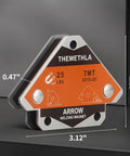 Themethla welding magnet set, 4 pieces, 25 lb max, front angled view with orange label