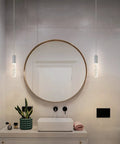 Bathroom with Dimmable LED Sleek Crystal Pendant Light for Kitchen Island and Dining Area, 3000K Warm Light, Integrated 9W