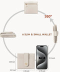 Slim RFID Blocking Wallet For Women, Small Leather Bifold Card Holder With Zipper Coin Pocket, Beige, size comparison, 360 view.