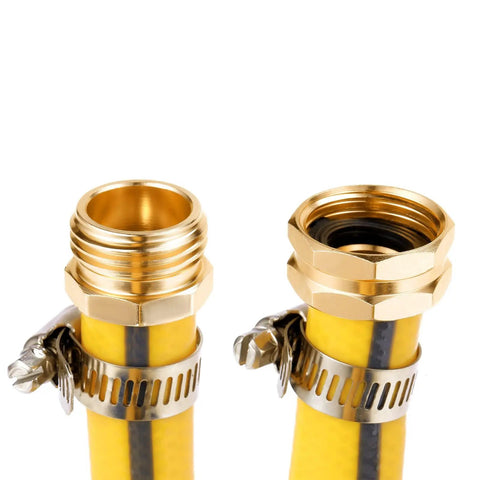 4 Pack Garden Hose Repair Kit With 3/4 Inch And 5/8 Inch Hose Couplers, Aluminum Mender Set showing male and female ends.