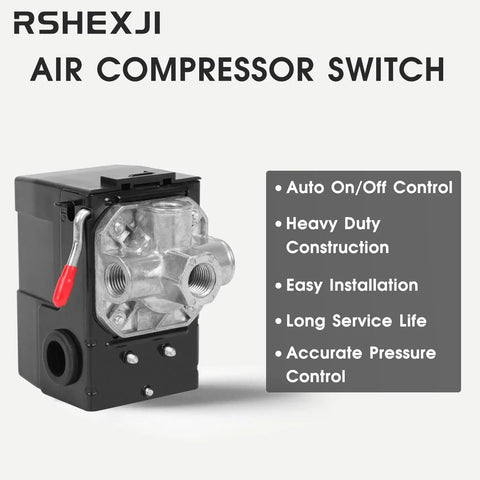 Universal Air Compressor Pressure Switch 4 Port One Quarter Inch NPT 95 125 PSI Cut In Cut Out With Unloader Valve