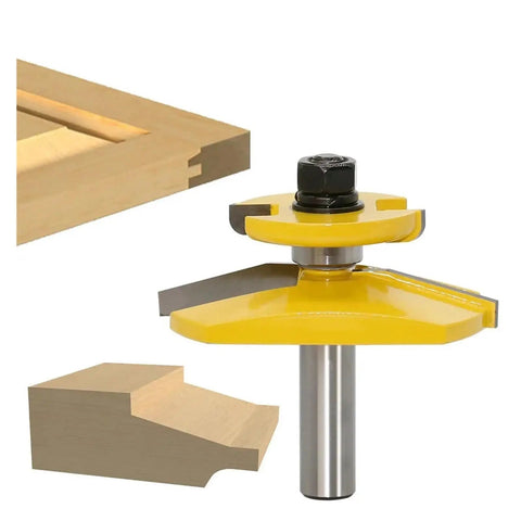 Heavy Duty 12mm Shank Raised Panel Router Bit With Sweet Ogee Cutter For Gorgeous Woodworking Doors And Beautiful Decorative Profiles Youll Love, showing cutter and wood profile.