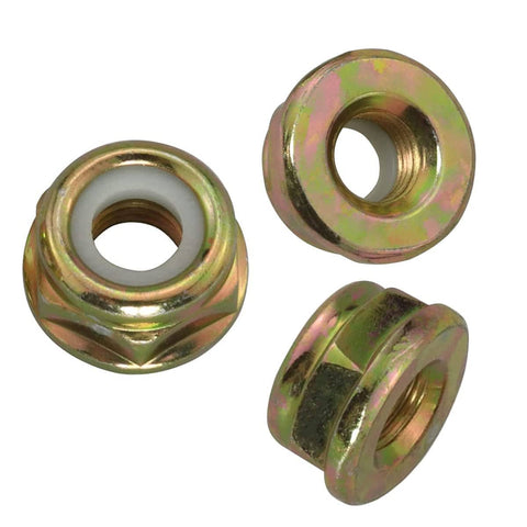 3 Pack M10 1.25 Left Hand Thread Collar Flange Nut Set For Pivotrim String Trimmer Lawn Mower Gear Head Blade Case Accessories Direct Replacement Self Lock Nut DIY Ready