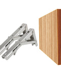 Rock Solid Heavy Duty Fold Flat Shelf Brackets No Fuss Wall Mounted Corner Brace Tight Space Savers with wooden shelf.
