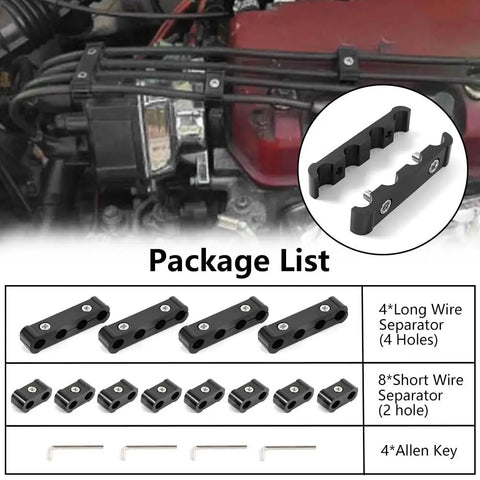 12 Piece Aluminum Spark Plug Wire Separator Kit For 8mm 9mm 10mm Wires Engine Cable Divider Set Keeps Spark Wires Separate.