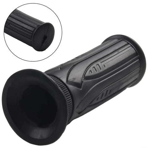 Ride-Ready E Bike Throttle With LED Display For 36V And 48V Systems, Electric Scooter Accelerator Grip With One-Button Start, Durable ABS Rubber Build, 160cm Cable, Compatible With Bicycle Tricycle. black ABS rubber e-bike throttle grip close-up