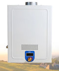 No Fuss Diesel Tankless Water Heater Serving Up Instant Warm Water For Road Trips And Camping, front view with LCD screen and control knob.