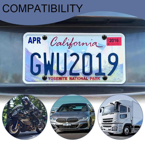 Heavy Duty Anti Theft License Plate Screws Kit Featuring Hella Tight Rustproof Stainless Steel Bolts And Tamper Proof M6 Fastener Caps Cover for mounting California license plate.