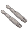 Two Magnetic T45 Torx Screwdriver Bits Set One Quarter Inch Hex Shank Two Inch Length S2 Steel Pro Grade Heavy Duty