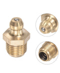Close-up of Brass Straight Grease Fittings G1 Eight Thread 11mm Width Hydraulic Lubrication Nipples, pack of 10