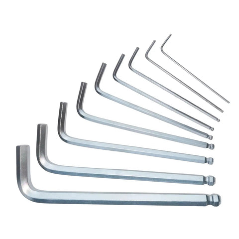 Heavy Duty 9-Piece Metric Hex Key Set Made From Premium 40Cr Steel For Tough Jobs, Professional Maintenance, Home Diy, And Industrial Tasks With Portable Storage Box That Lasts Forever. 9-piece metric hex keys in sizes 1.5mm to 10mm, 40Cr steel