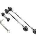 Anti Theft Bicycle Locking Skewer Set With 7 Lobe Security Key for Mountain and Road Bikes, shown with universal wheel hub skewers.