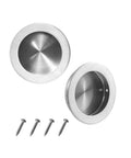 Recessed Pocket Door Pull Handles 2 3 4 Inch Round Finger Flush Pulls, brushed 304 stainless steel, set of 2 with screws