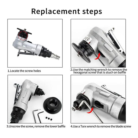 Yklp Mini Pneumatic Chamfering Machine Portable Handheld 45 Degree Arc Air Beveler With 1/4 Inch Inlet for tool replacement steps.