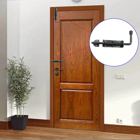 Black 2 Packs 8.5 Inch Heavy Duty Spring Loaded Latch Pin With Sliding Barrel Bolt Door Lock on wooden door