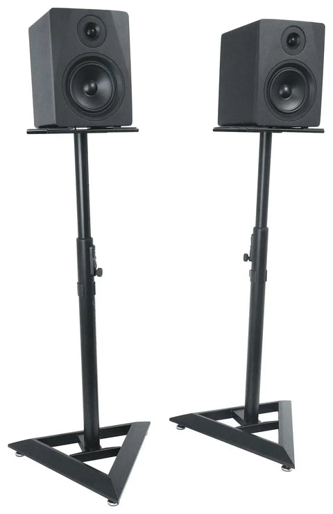Heavy Duty Studio Monitor Speaker Stands With 60 Lb Capacity Beveled Base Sturdy Steel Construction