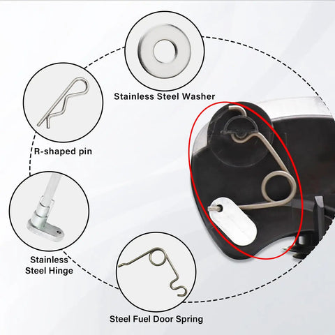 Diagram of Gas Door Hinge Kit With Aluminum Spring Pin For 2015 2024 F150 Permanent Fuel Door Repair Fix components